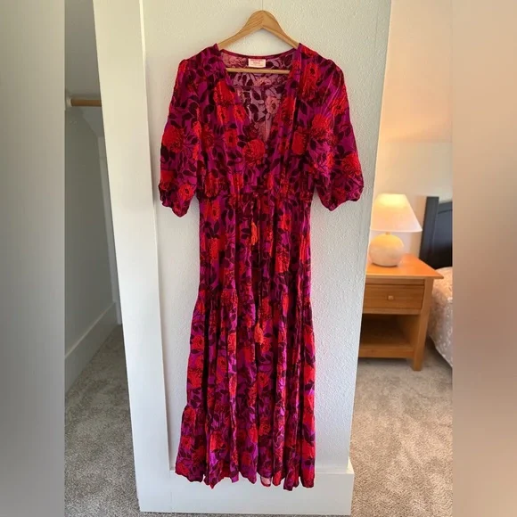 Showpo Vibrant Red and Purple Midi Dress - Picture 2 of 9